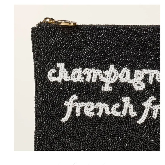 Kate Spade New York x Target Champagne and French Fries Black Beaded Clutch - Picture 2 of 11